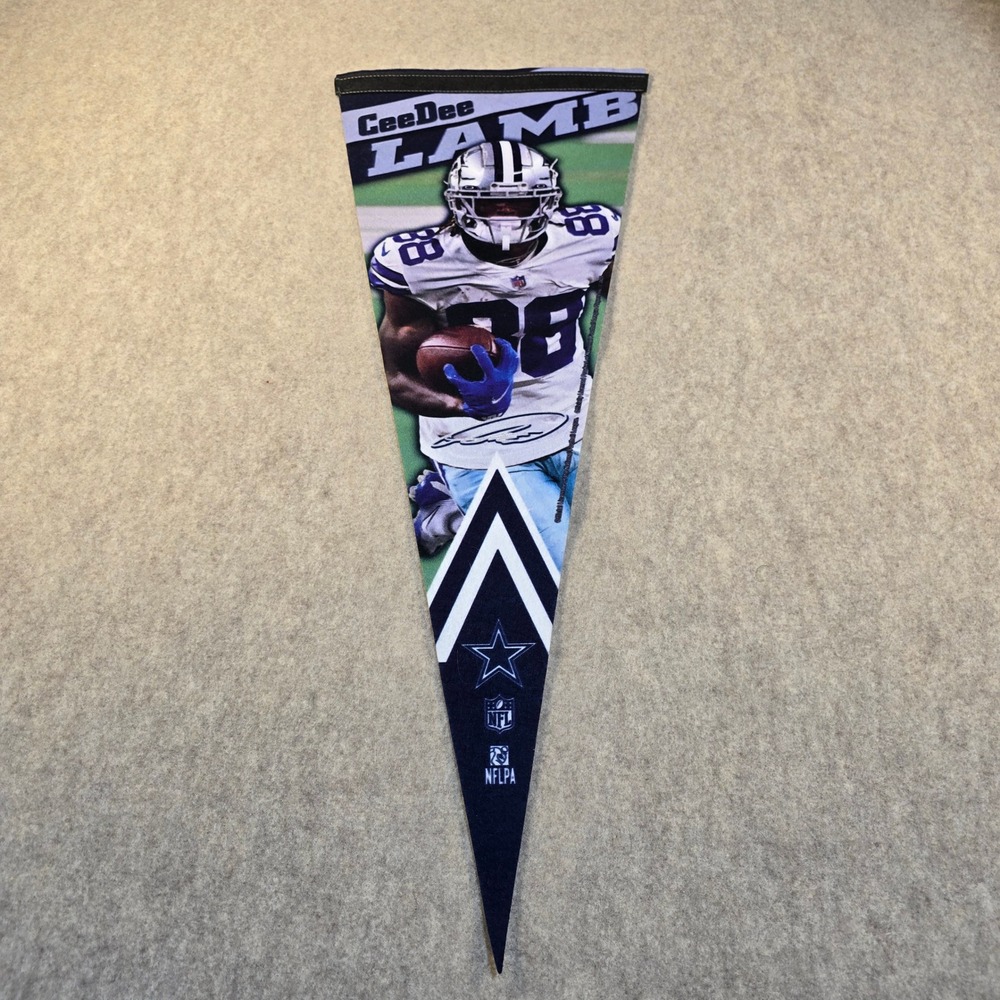 CeeDee Lamb Dallas Cowboys NFL Pennant Banner 12x30 Football Decor Blue Silver